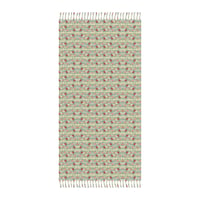 Image 1 of Boho Beach Towel - Floral Striped Turkish Fringe Beach Cloth