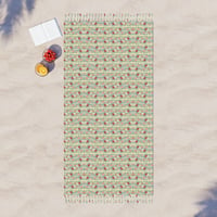 Image 3 of Boho Beach Towel - Floral Striped Turkish Fringe Beach Cloth