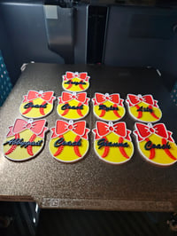 Image 3 of Personalized Softball Keychain with Bow | 3D Printed Name Tag