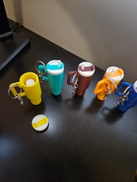 Image 2 of 3D Printed Mini Stanley Cup Inspired Lip Balm Holder Keychain