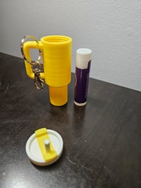 Image 3 of 3D Printed Mini Stanley Cup Inspired Lip Balm Holder Keychain