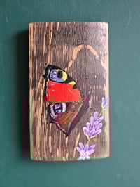 Image 2 of Peacock butterfly & lavender, Scottish Stave Art.