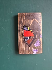Image 5 of Peacock butterfly & lavender, Scottish Stave Art.