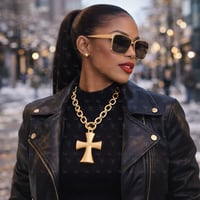 Image 4 of Silver Cross Pendant Necklace + Stud Earrings Set