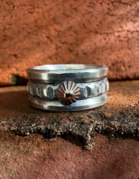 Image 1 of WL&A Handmade Wide Band Ingot & Ancient Bronze Peak Rings