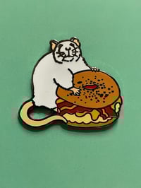 Image 1 of Limited Edition Bacon Egg and Cheese Rat Pin (surprise leftovers)