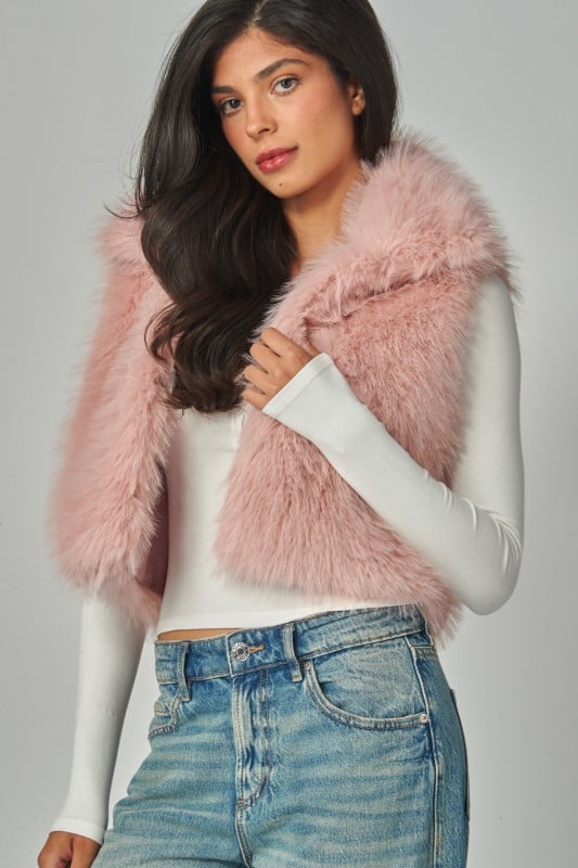 Image of Faux Fur Cropped Vest