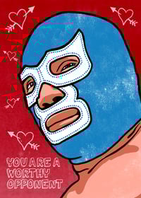 The Blue Devil Luchador Valentines Day Card