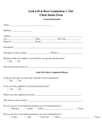 Image 2 of Professional Lash & Brow Consent Form – Digital Download for Lash Artists & Estheticians