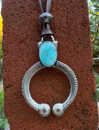 Image 2 of WL&A Handmade Old Style Patagonia Turquoise Naja with Mercury Dime Pearl - Size 3.25" x 2" (stone 2)