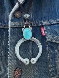 Image 3 of WL&A Handmade Old Style Patagonia Turquoise Naja with Mercury Dime Pearl - Size 3.25" x 2" (stone 2)