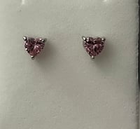 Image 3 of 925 Sterling Silver Heart CZ Stud Earrings