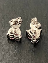 Image 4 of 925 Sterling Silver Heart CZ Stud Earrings