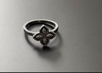 Image 1 of 925 Sterling Silver Clover Ring with Small CZ Stones – Size 6