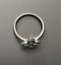 Image 2 of 925 Sterling Silver Clover Ring with Small CZ Stones – Size 6