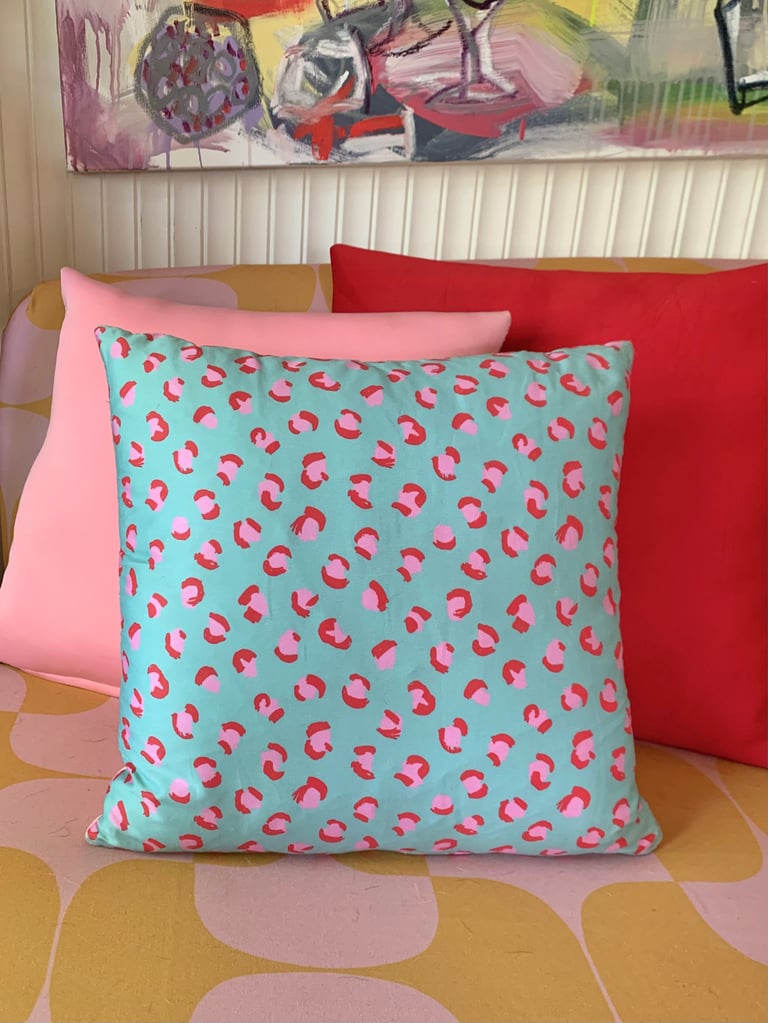 Copy of Mint leopard /pink cushion cover 