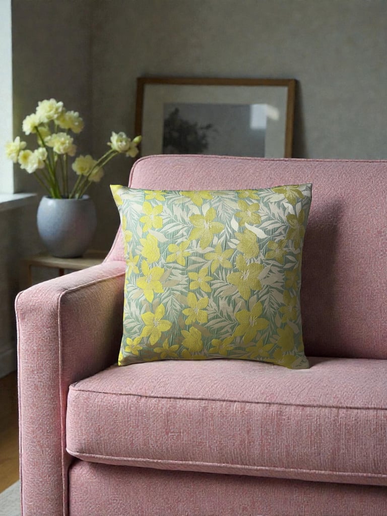 Glimmer Brocade Mint Cushion Cover