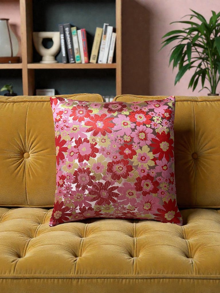 Glimmer Brocade Pink Cushion Cover
