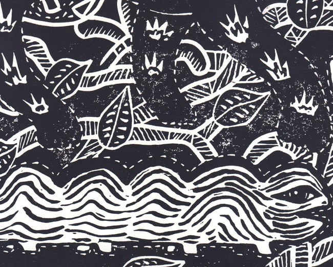 Wildlife linocut 42 x 31 cm