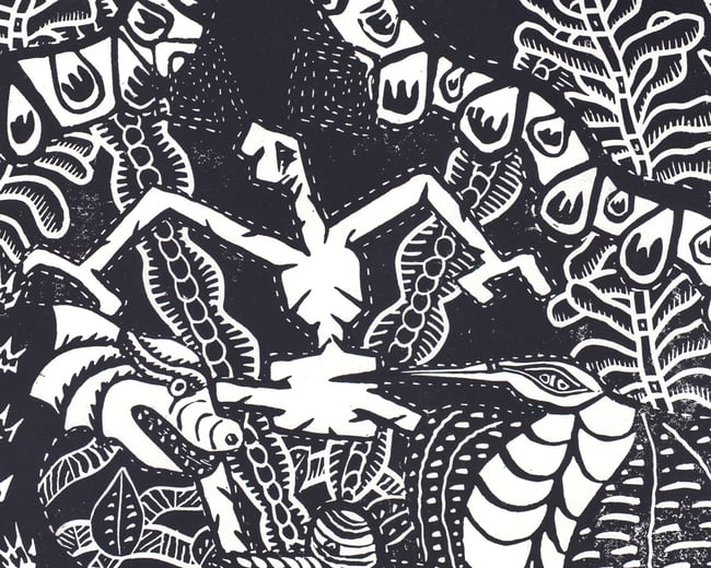 Wildlife linocut 42 x 31 cm