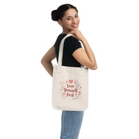 Image 4 of Tote Bag — "Love Yourself First" Floral Organic Canvas Tote (Self-Love Gift)
