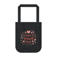 Image 5 of Tote Bag — "Love Yourself First" Floral Organic Canvas Tote (Self-Love Gift)