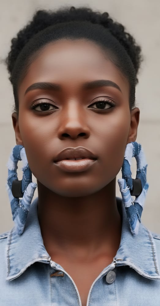 Image of Distressed Denim Mosaic Studded Earrings