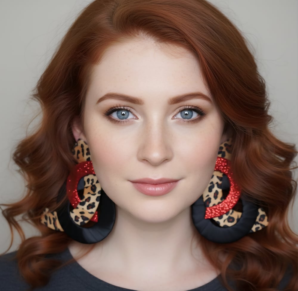 Image of Leopard Red Mosaic Earrings 