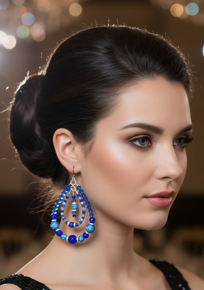 Image of Blue Sky Double Beaded Hoop Earrings