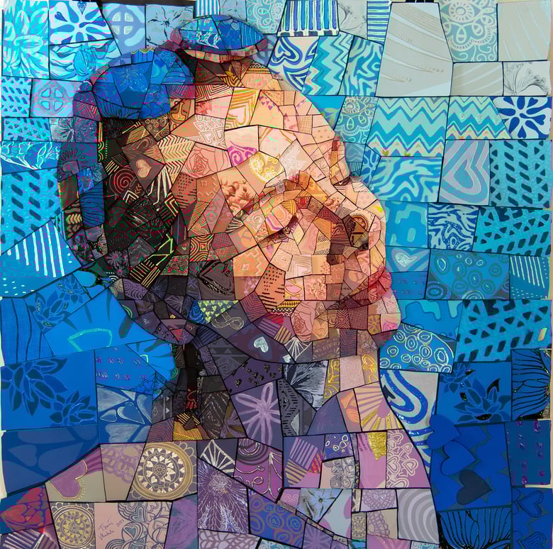 Image of Chroma Grace “The sunbath” unique art piece 105 x 105 cm