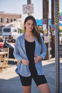 Image 5 of Garment-dye Cotton Fleece Oversized Shacket - SOON