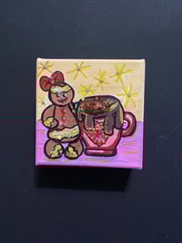 Image 1 of Mixed Media 4by4 inch Gingerbread Cocoa Painting