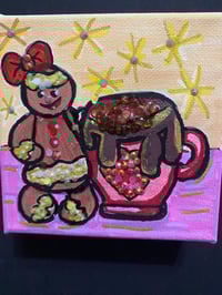 Image 2 of Mixed Media 4by4 inch Gingerbread Cocoa Painting