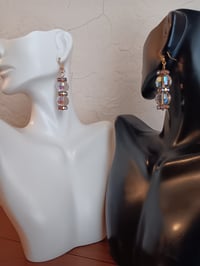 Image 2 of CLEAR AB ROCKY CUT SWAROVSKI BEADS AND PRECIOSA RONDELLE EARRINGS