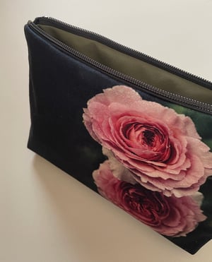 Image of Winter rose, LARGE travel bag, make-up, toiletries zipper pouch