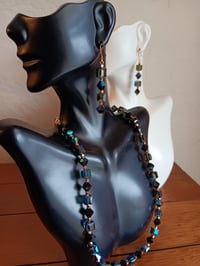 Image 4 of SWAROVSKI BLACK AND BLUE CUBE BEADS AND BICONES DOTTED WITH PURE COPPER BEADS