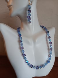 Image 2 of BLUE SWAROVSKI CUBES WITH PRECIOSA AND CZECH BICONE CRYSTAL BEADS