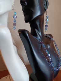 Image 3 of BLUE SWAROVSKI CUBES WITH PRECIOSA AND CZECH BICONE CRYSTAL BEADS