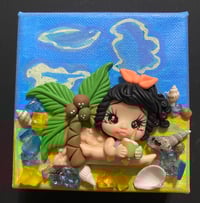 Image 2 of Mixed Media Beach Beauty 4x4 Painting