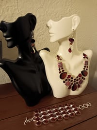 Image 1 of PINK TOPAZ BRACELET,  PURPLE MOHAVE AND  GARNET NECKLACE AND GARNET EARRING SET