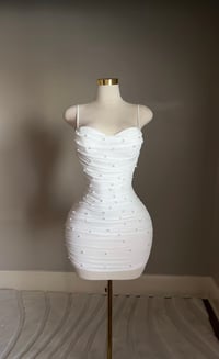 Image 1 of Elise pearl mini dress (white)