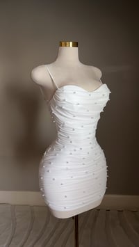 Image 3 of Elise pearl mini dress (white)