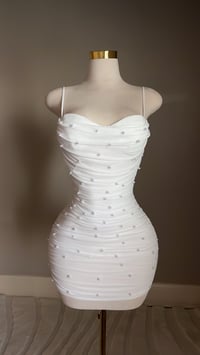 Image 2 of Elise pearl mini dress (white)