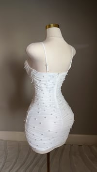 Image 4 of Elise pearl mini dress (white)