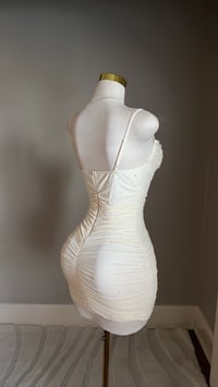 Image 4 of Addison rhinestone mini dress (cream)