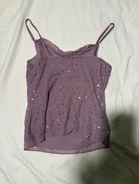 Image 4 of Y2K Lilac cowl neck sequin cami, size 12 
