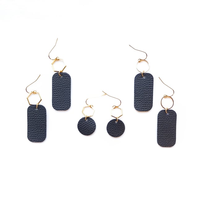 Noir Leather Earrings 