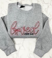 Image 4 of Loved John 3:16 Embroidered Crew Neck Sweatshirt