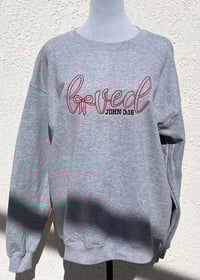 Image 3 of Loved John 3:16 Embroidered Crew Neck Sweatshirt