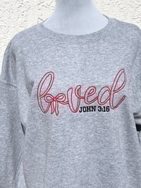 Image 2 of Loved John 3:16 Embroidered Crew Neck Sweatshirt